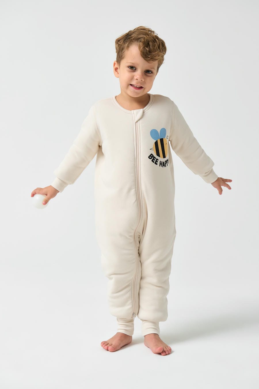 1.0T Super Soft Footie Two-way Zipper Padded Pajama - Bee Happy!