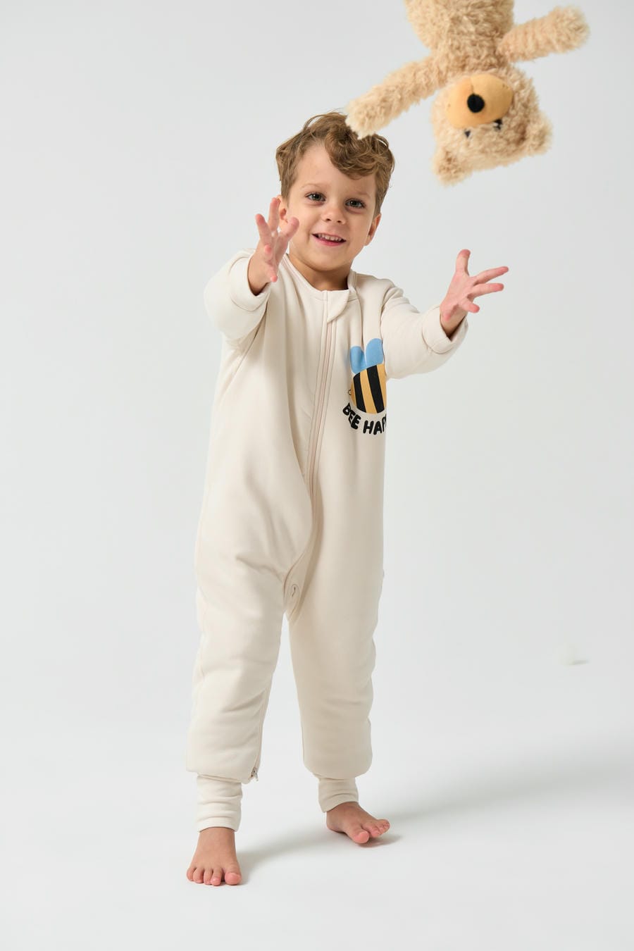 2.0T Super Soft Footie Two-way Zipper Padded Pajama - Bee Happy!