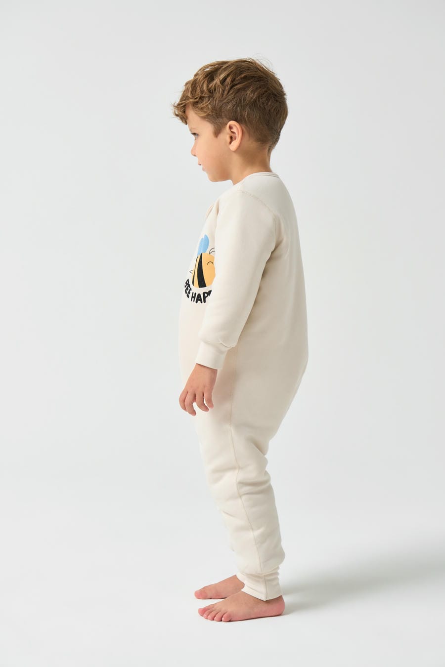 2.0T Super Soft Footie Two-way Zipper Padded Pajama - Bee Happy! - close-up view