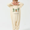 Double Layer Super Soft TENCEL Modal & Organic Cotton Footie Crotch Zipper Pajama - Little Plant - close-up view