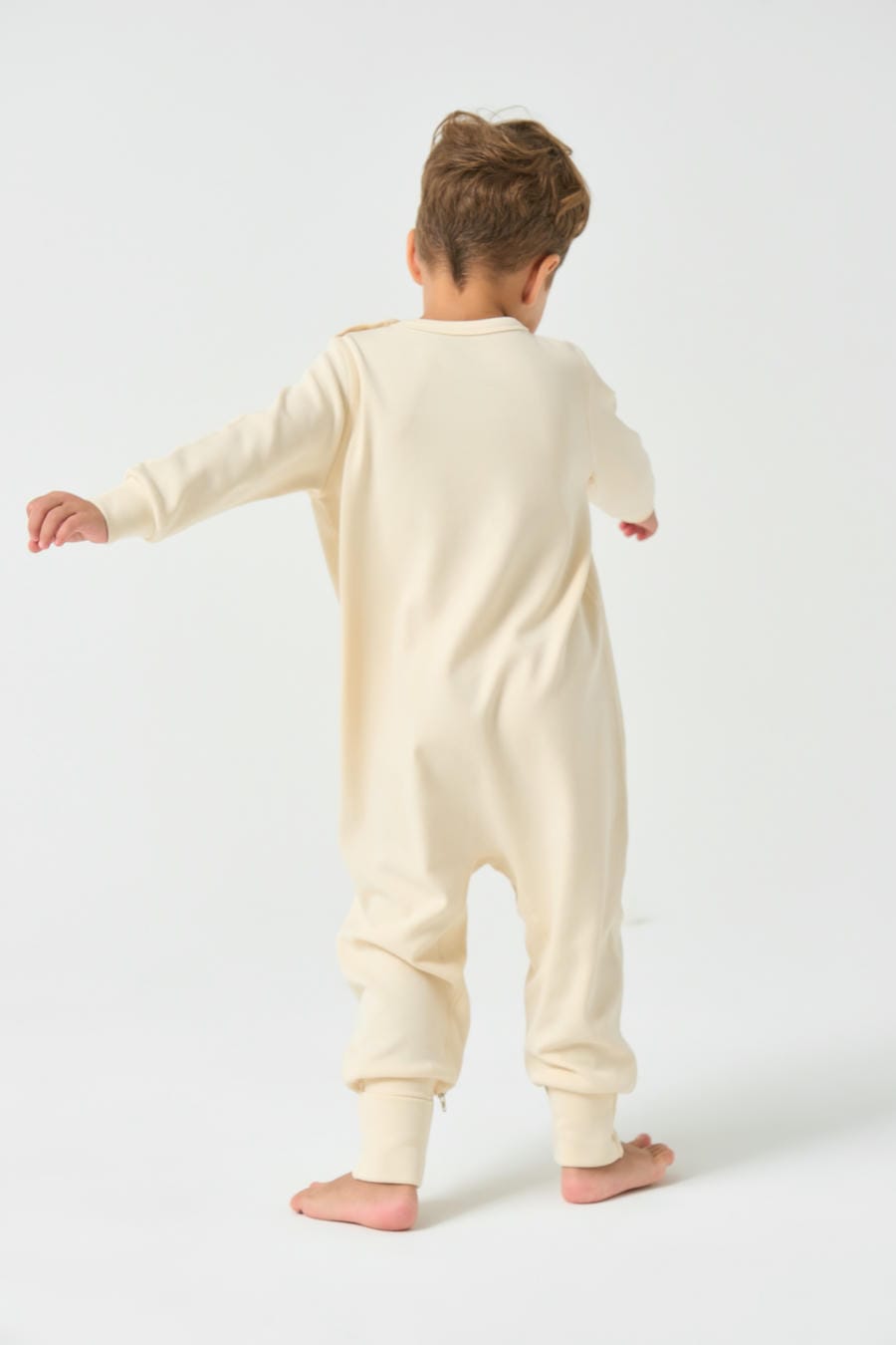 Double Layer Super Soft TENCEL Modal & Organic Cotton Footie Crotch Zipper Pajama - Little Plant - alternate view