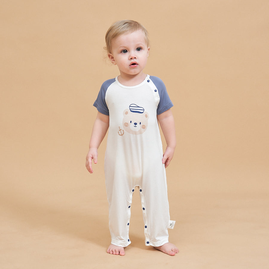 Silky Soft TENCEL Modal Lightweight Romper - Navy Bear