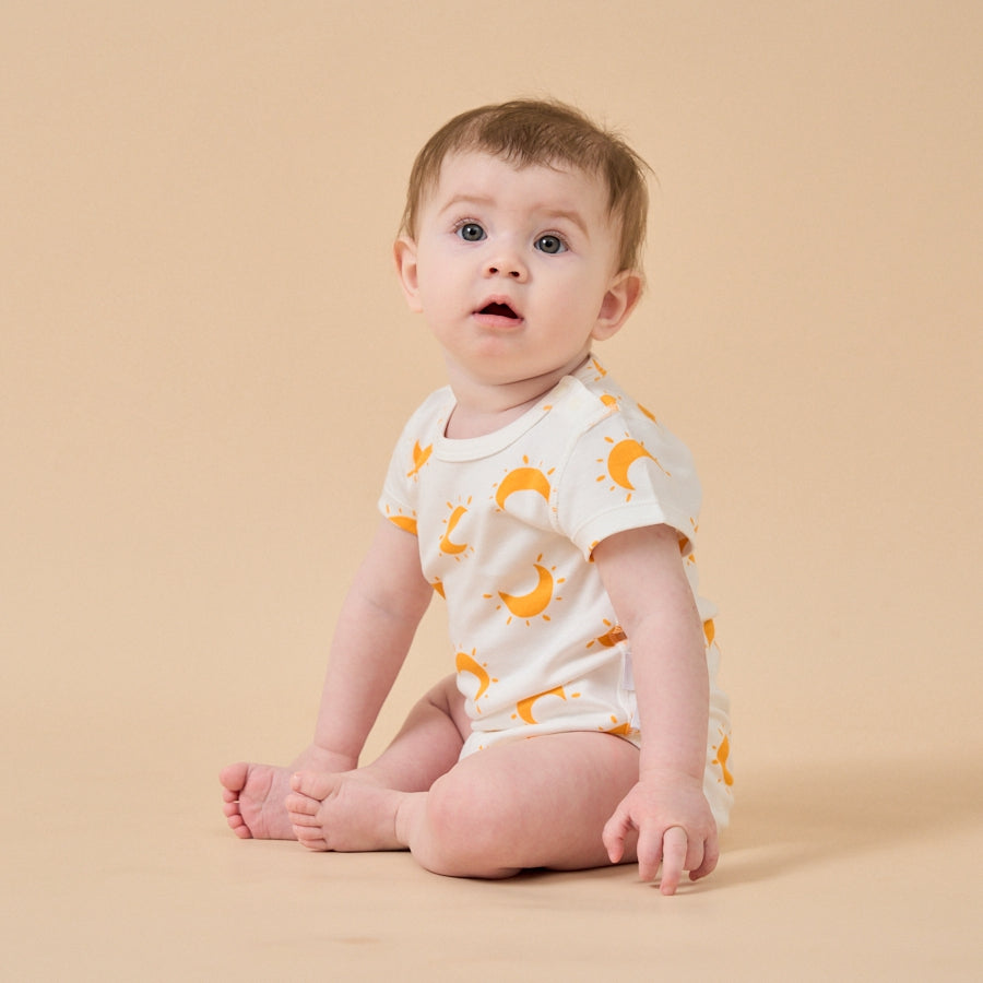Baby Modal Cotton Bodysuit Soft Breathable Romper - Yellow Moon