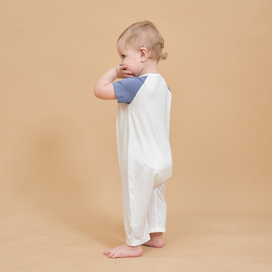 Silky Soft TENCEL Modal Lightweight Romper - Navy Bear - close-up view