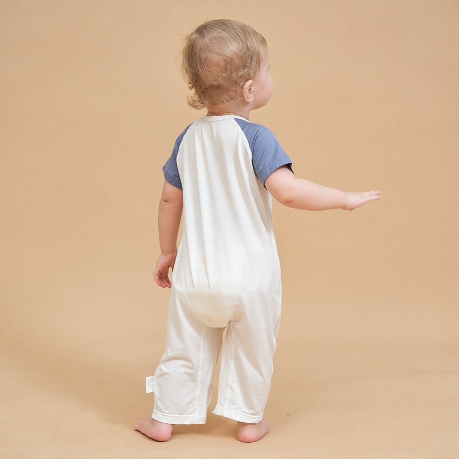 Silky Soft TENCEL Modal Lightweight Romper - Navy Bear - lifestyle view
