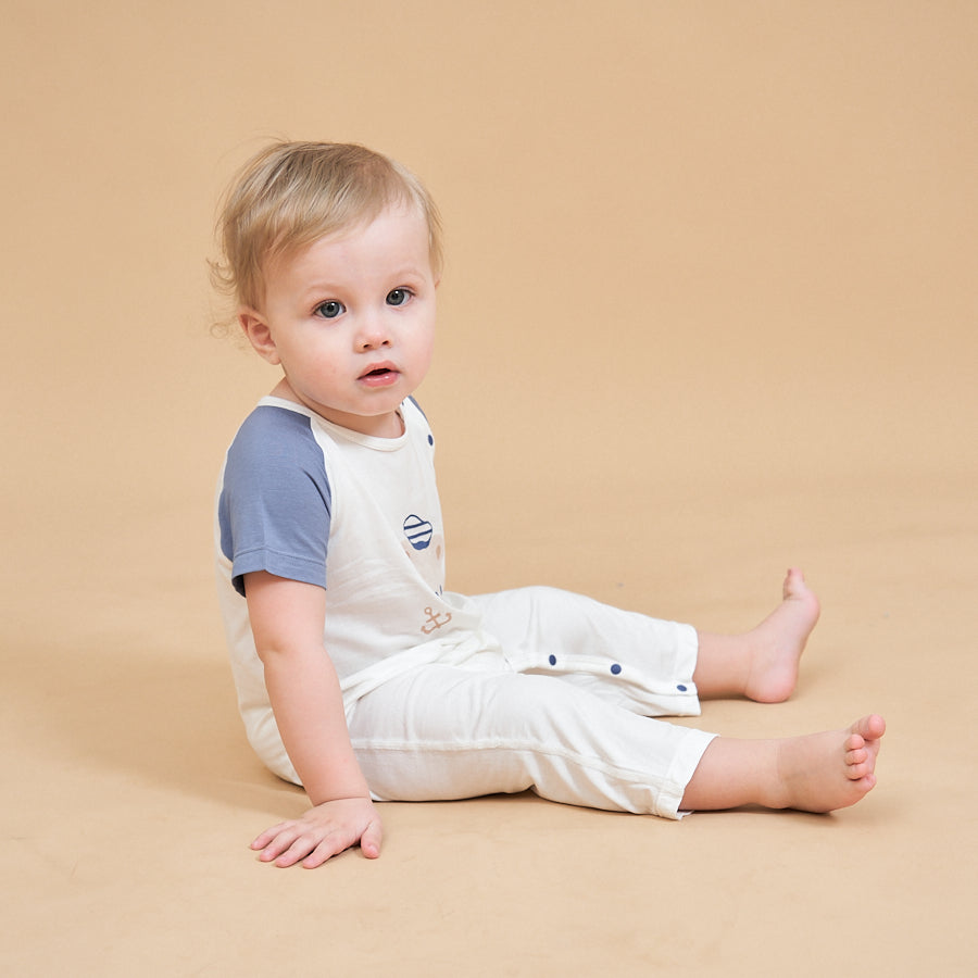 Silky Soft TENCEL Modal Lightweight Romper - Navy Bear - back view