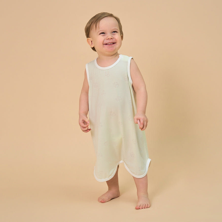 Little Plant Silky Soft TENCEL Modal Jacquard Tank Robe - Green Panda - back view