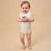 Silky Soft TENCEL Modal Jacquard Tank Bodysuit - Green Panda - close-up view