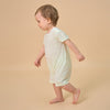 Little Plant Silky Soft TENCEL Modal Lightweight Jacquard Romper - Green Panda - close-up view