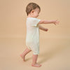Little Plant Silky Soft TENCEL Modal Lightweight Jacquard Romper - Green Panda - lifestyle view