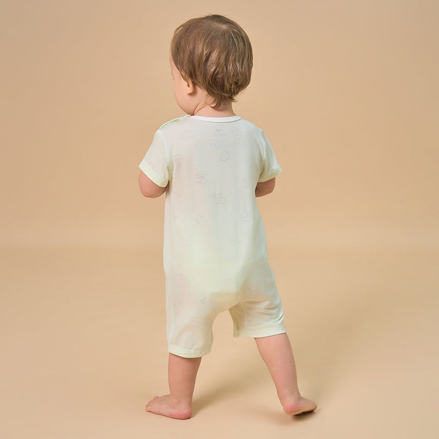 Little Plant Silky Soft TENCEL Modal Lightweight Jacquard Romper - Green Panda - alternate view