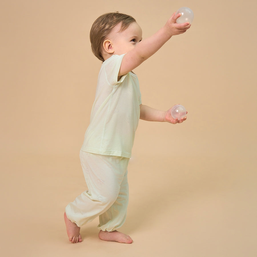 Silky Soft TENCEL Modal Tee - Green Panda - lifestyle view