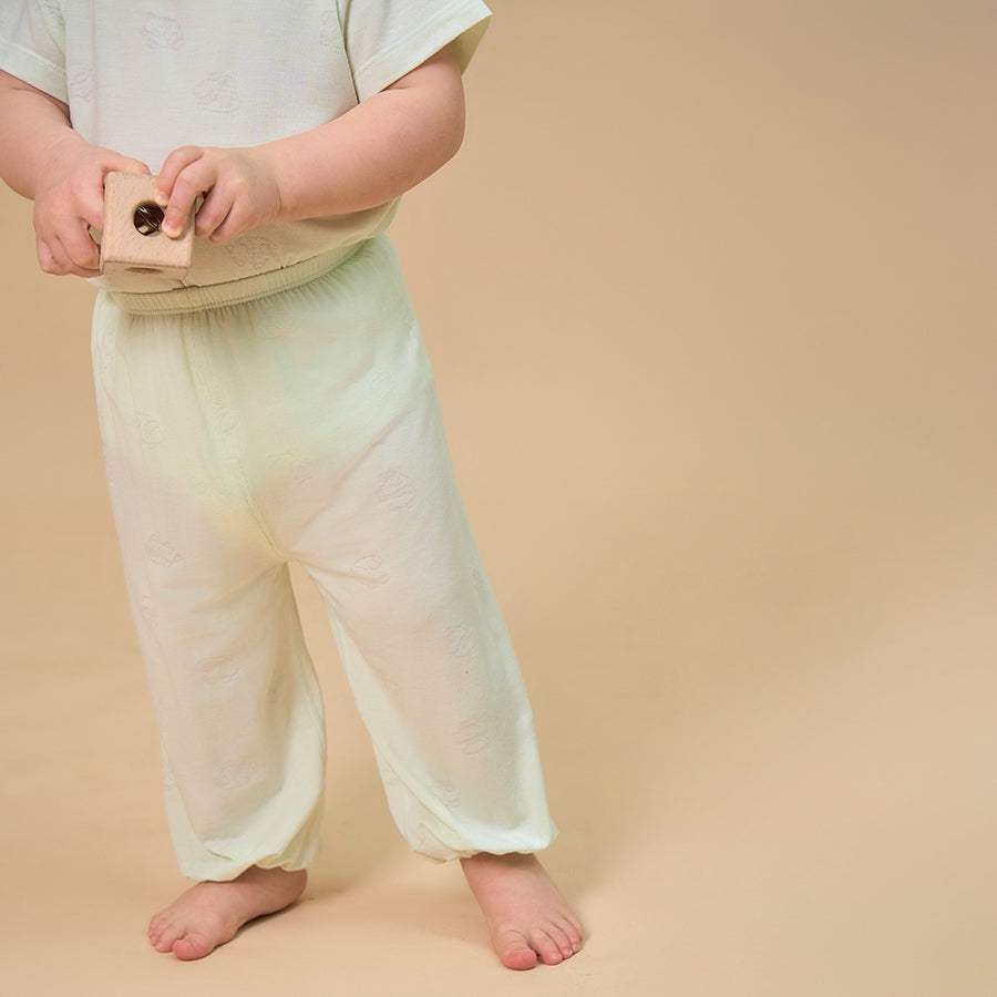 Silky Soft TENCEL Modal Long Pant - Green Panda - close-up view