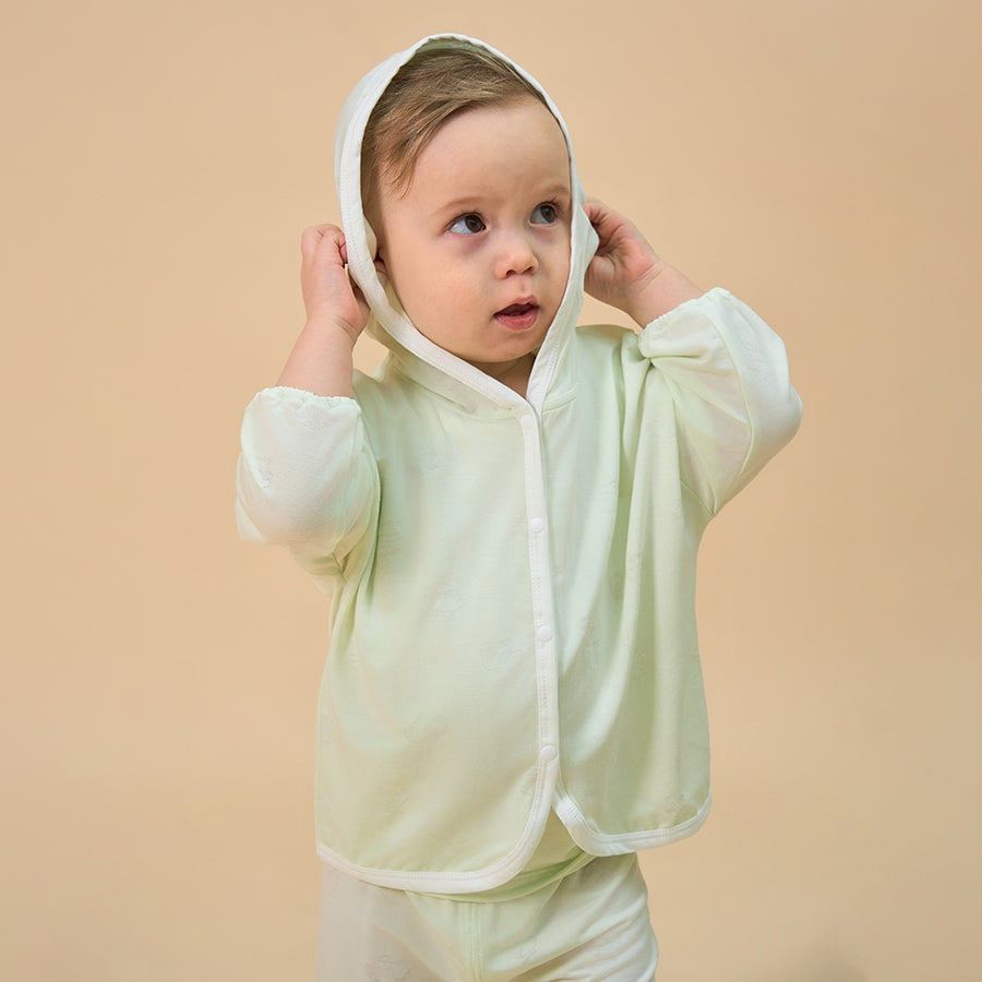 Silky Soft TENCEL Modal Light Coat - Green Panda - back view