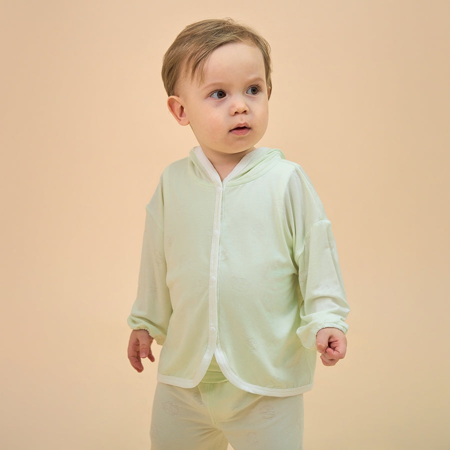 Silky Soft TENCEL Modal Light Coat - Green Panda - close-up view