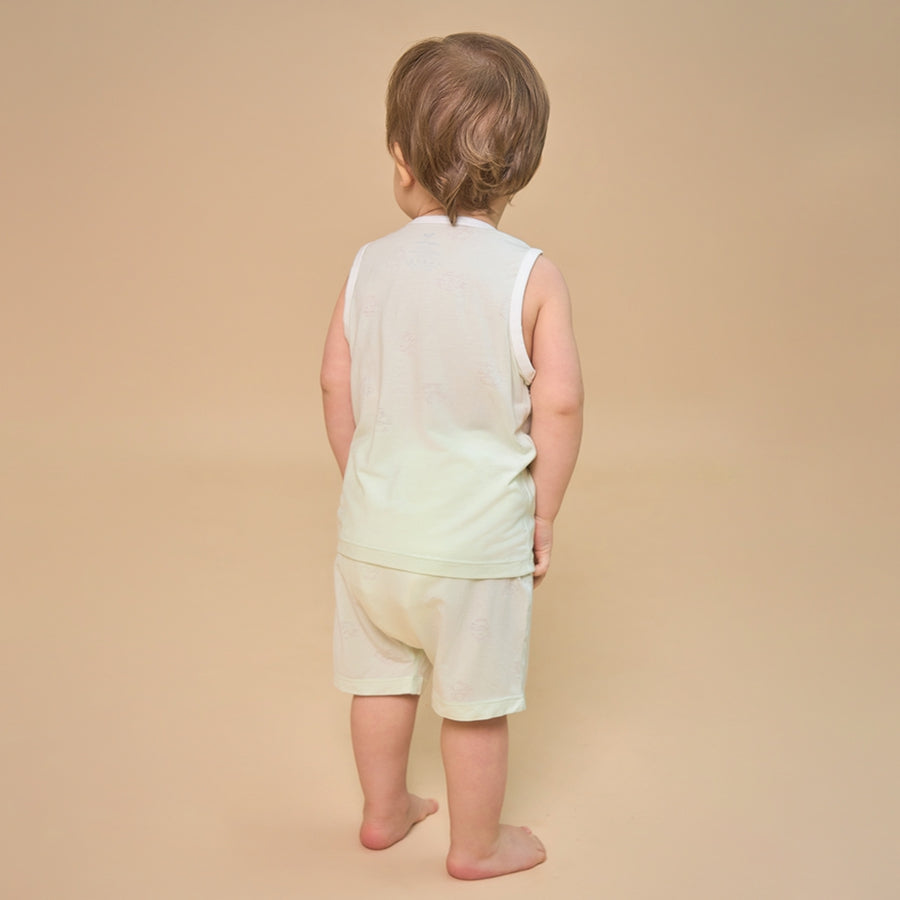 Little Plant Kids T-Shirt Modal Soft Breathable Summer Top Lightweight Tee - Green - close-up view