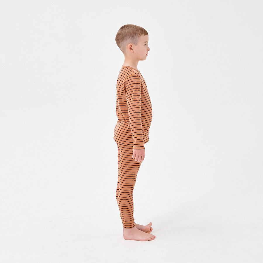 Boys' Super Soft TENCEL Lyocell & Pima Cotton Pajama - Brown Striped - detail view