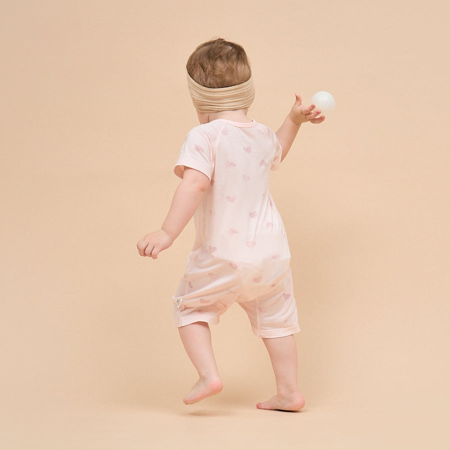 Little Plant Baby Modal Romper Soft Breathable Pajamas - Pink - detail view