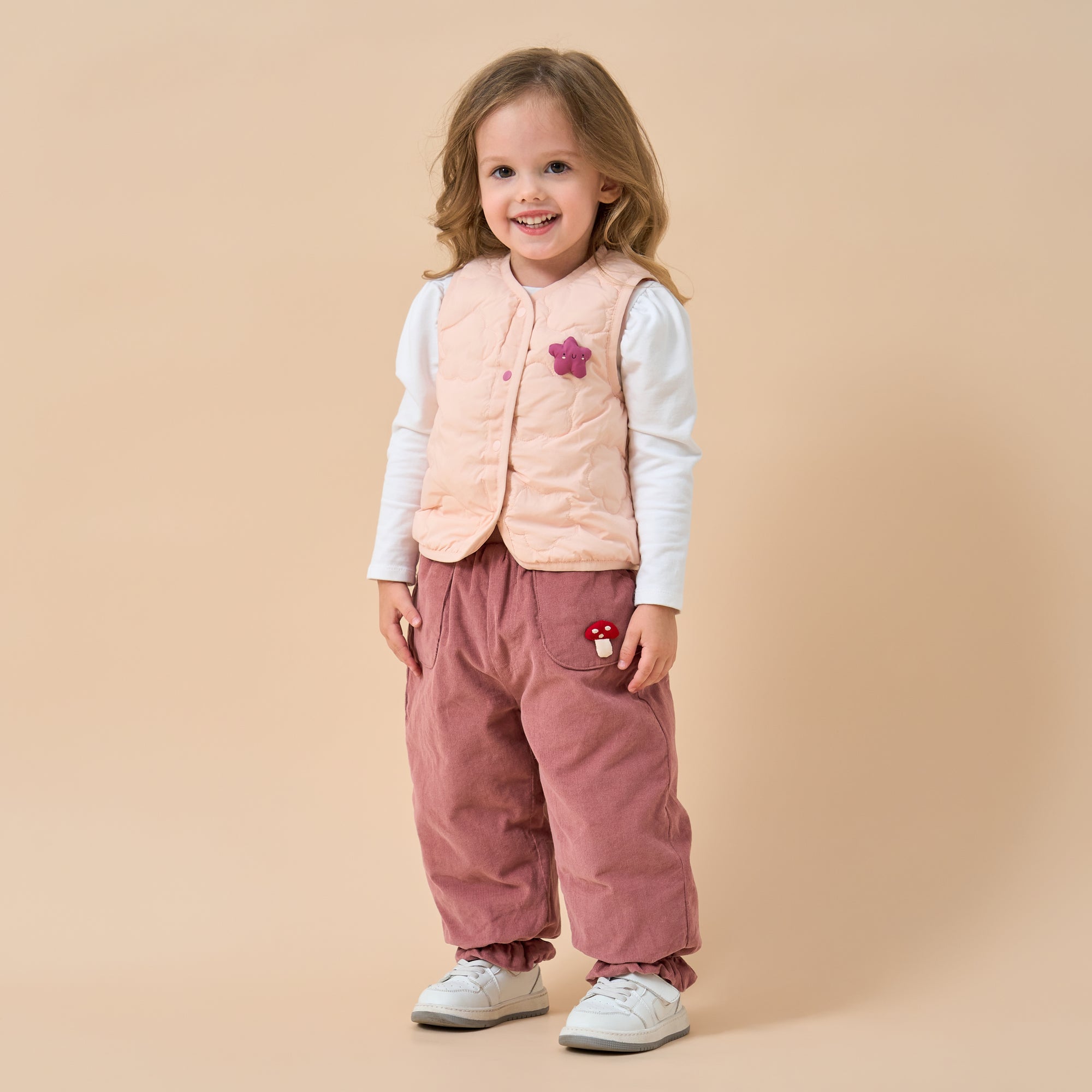 Premium White Duck Down Pink Puffer Pants——Mushroom - detail view