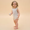 Silky Soft TENCEL Modal Jacquard Tank Bodysuit - White Panda - detail view