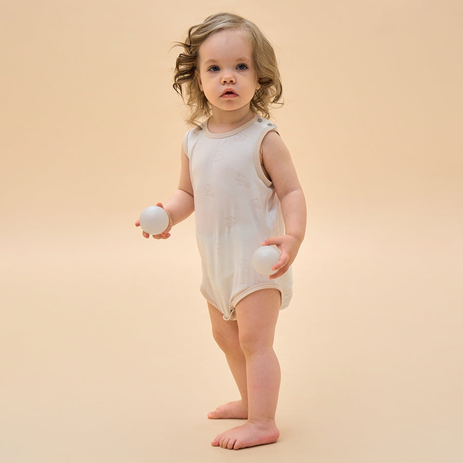 Silky Soft TENCEL Modal Jacquard Tank Bodysuit - White Panda - detail view