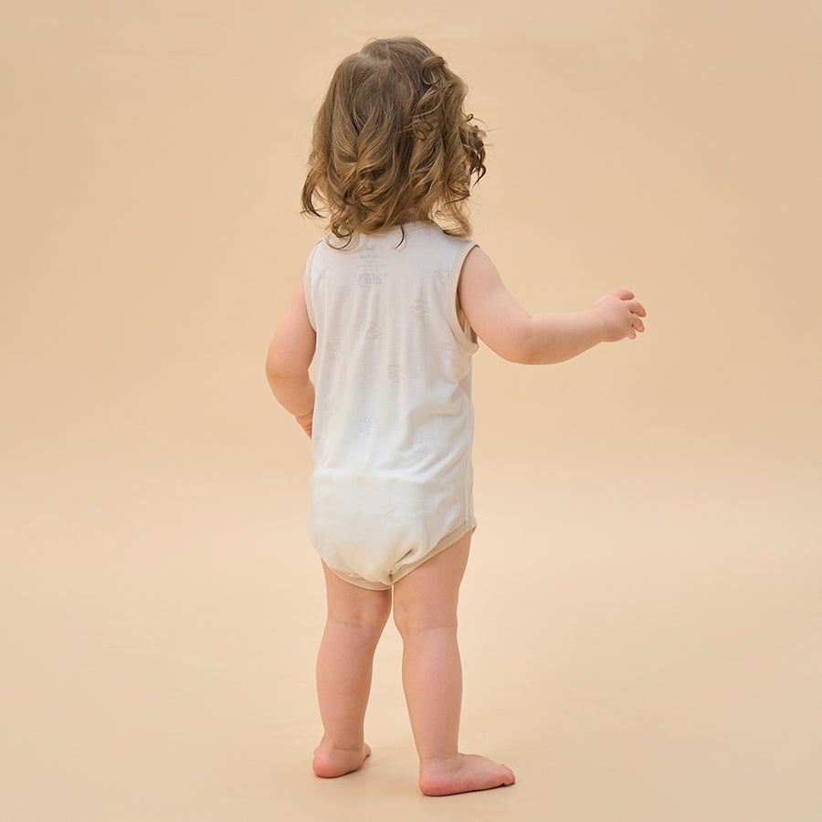 Silky Soft TENCEL Modal Jacquard Tank Bodysuit - White Panda - close-up view