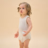 Silky Soft TENCEL Modal Jacquard Tank Bodysuit - White Panda - back view