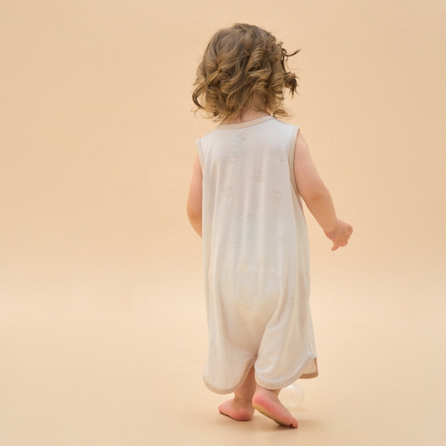 Silky Soft TENCEL Modal Jacquard Tank Robe - White Panda - back view