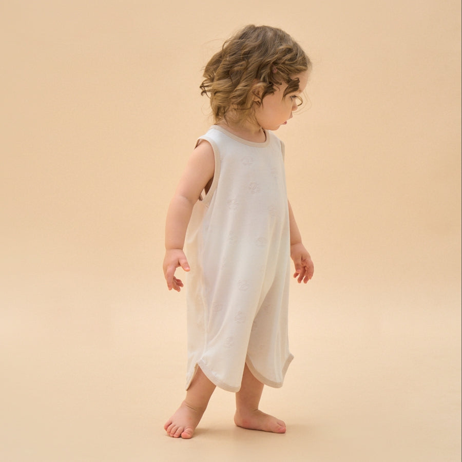 Silky Soft TENCEL Modal Jacquard Tank Robe - White Panda - detail view