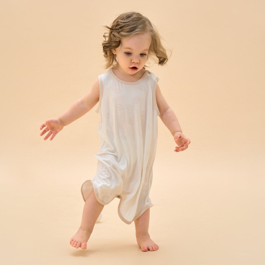 Silky Soft TENCEL Modal Jacquard Tank Robe - White Panda - lifestyle view