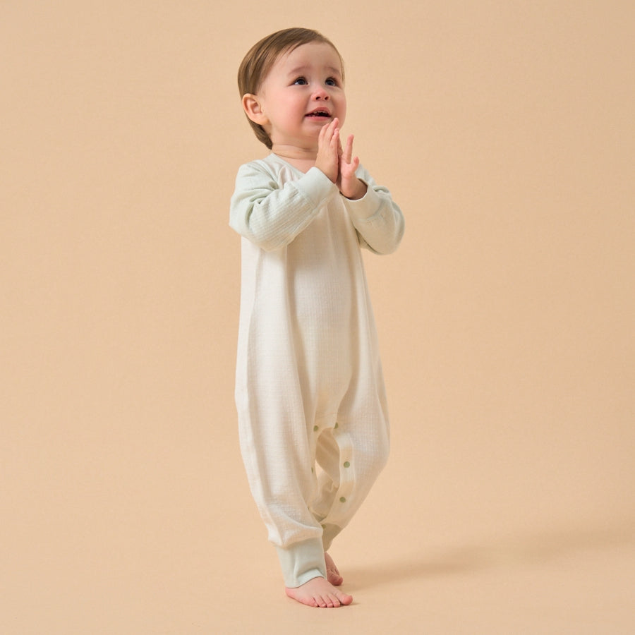 Silky Soft TENCEL Modal Sleep & Play Pajama - Green - close-up view