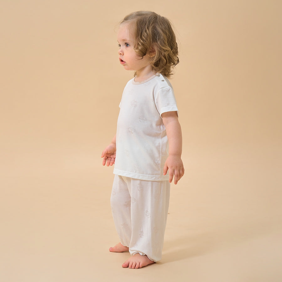 Silky Soft TENCEL Jacquard Modal Tee - White Panda - close-up view