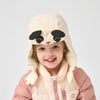 Kids Panda White Duck Down Winter Hat - close-up view