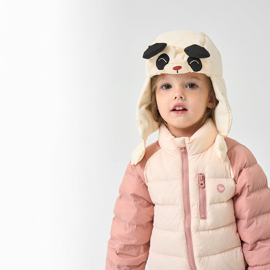 Kids Panda White Duck Down Winter Hat - lifestyle view
