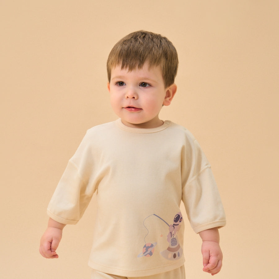 Little Plant Super Soft TENCEL Modal & Organic Cotton 2-Piece Pullover & Pants Set - Astronaut - back view