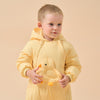 Premium White Muscovy Duck Down Dual Zipper Snowsuit- Yellow Duckling - detail view
