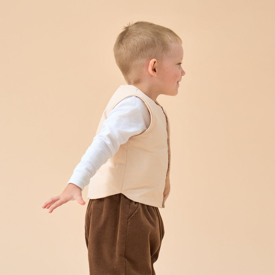 Premium Goose Down Vest- White Dinosaur - back view