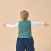 Premium Goose Down Vest- Green Dinosaur - detail view