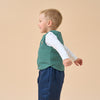 Premium Goose Down Vest- Green Dinosaur - back view