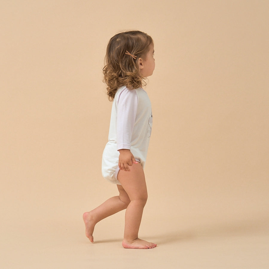 Silky Soft TENCEL Modal Long Sleeve Bodysuit - Cute Bunny - back view