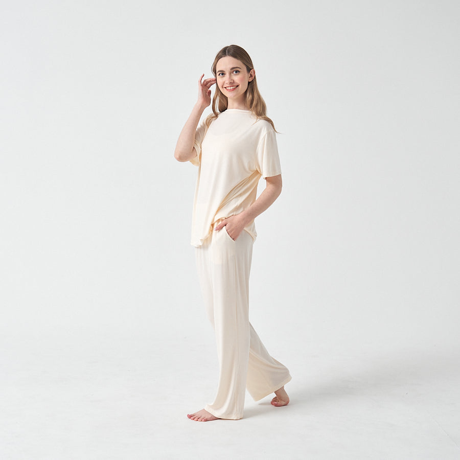 Silky Soft Adult TENCEL Modal Pajama Set - Yellow - lifestyle view