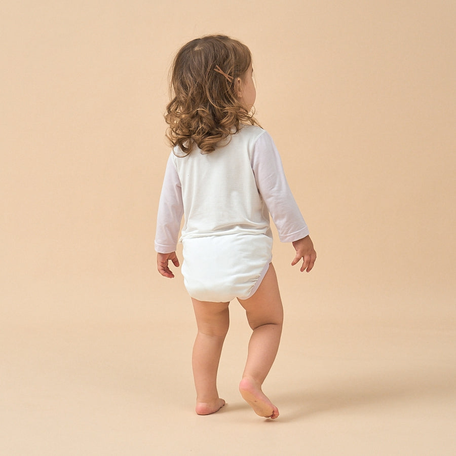 Silky Soft TENCEL Modal Long Sleeve Bodysuit - Cute Bunny - detail view