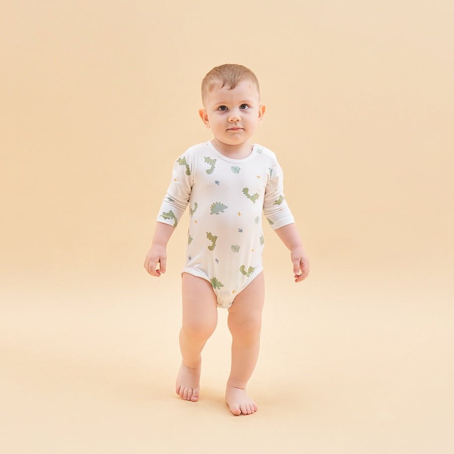 Silky Soft TENCEL Modal Long Sleeve Bodysuit - Dinosaur