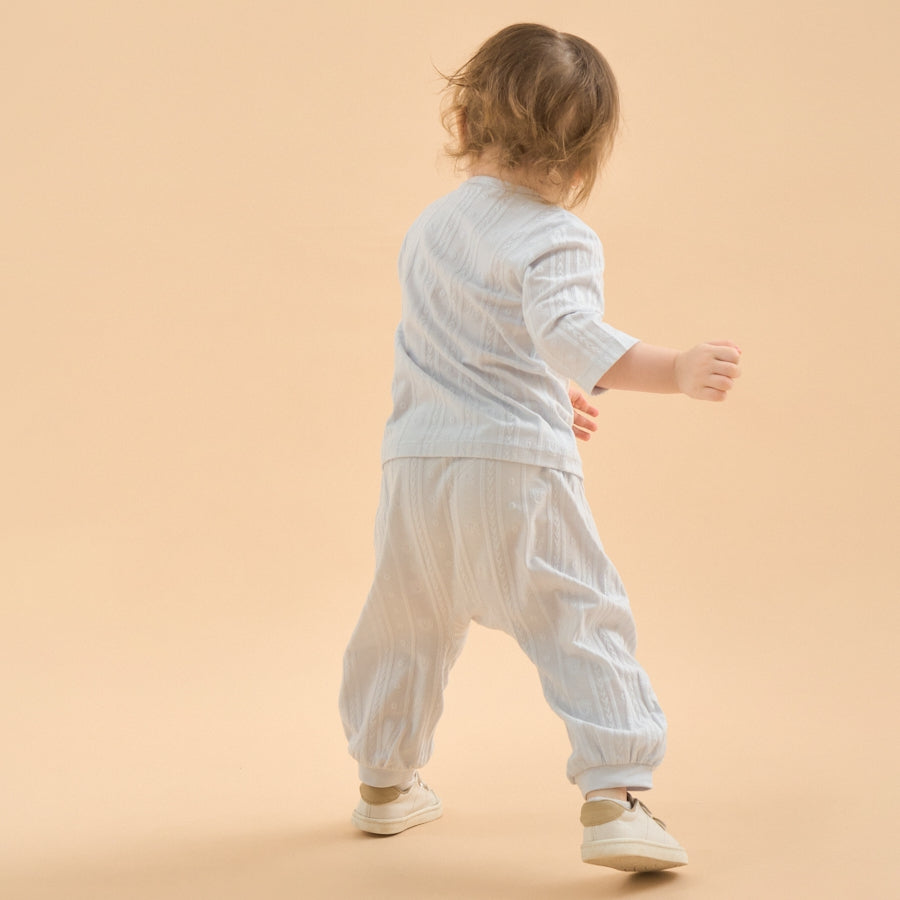 Little Plant Toddler Pajamas Set Modal Soft Sleepwear Outfit-Blue Bear - lifestyle view
