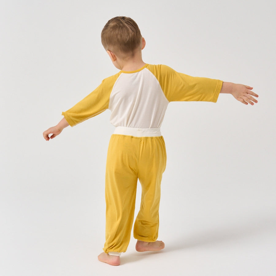 Little Plant Silky Soft TENCEL Modal Mid-Rise Long Pant - Yellow - close-up view