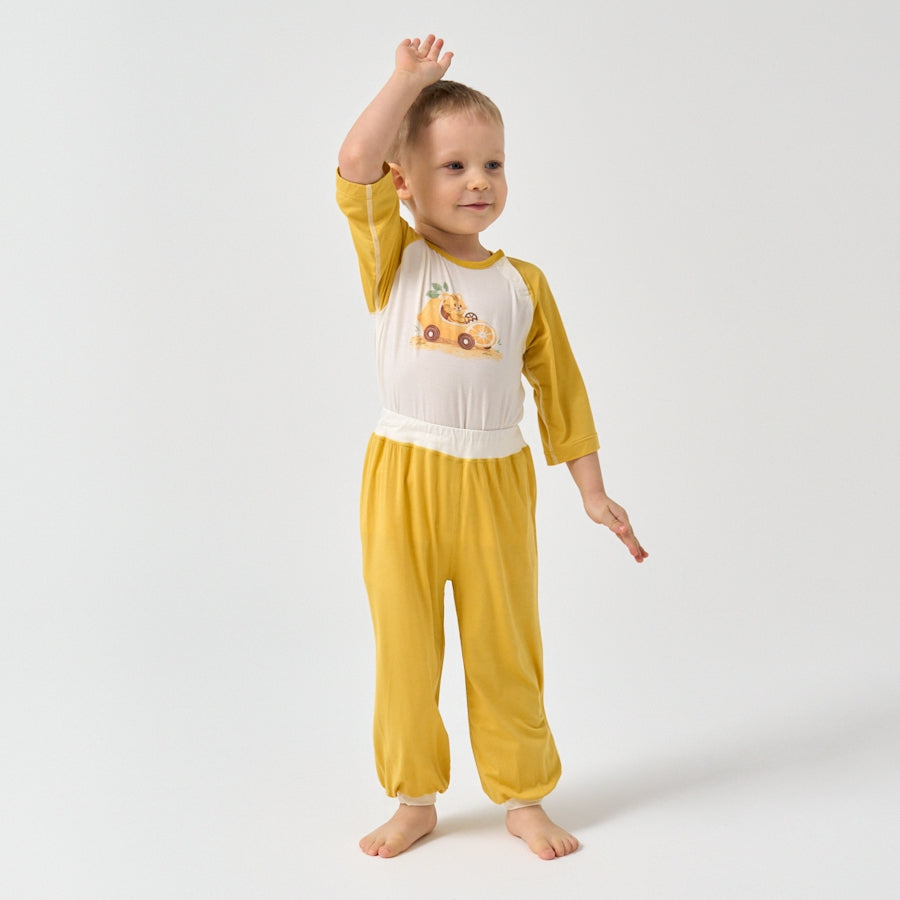 Little Plant Silky Soft TENCEL Modal Mid-Rise Long Pant - Yellow - lifestyle view