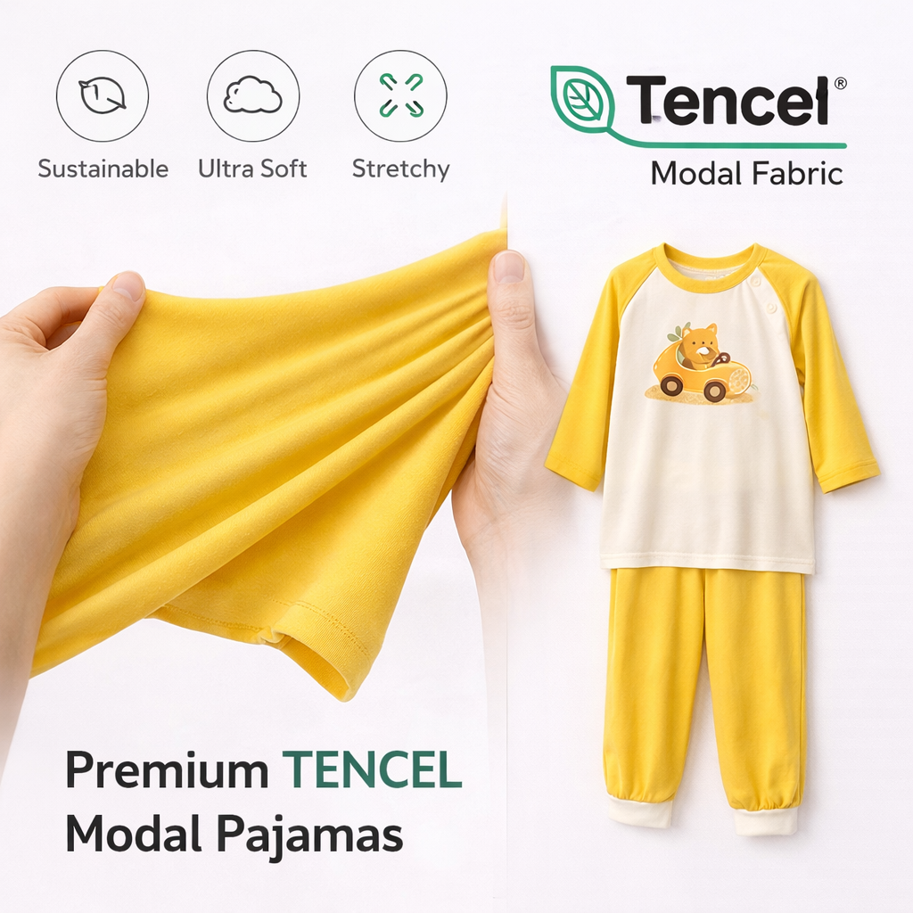 Little Plant Kids Modal Sleepwear Set Soft Pajamas Outfit -Yellow - alternate view