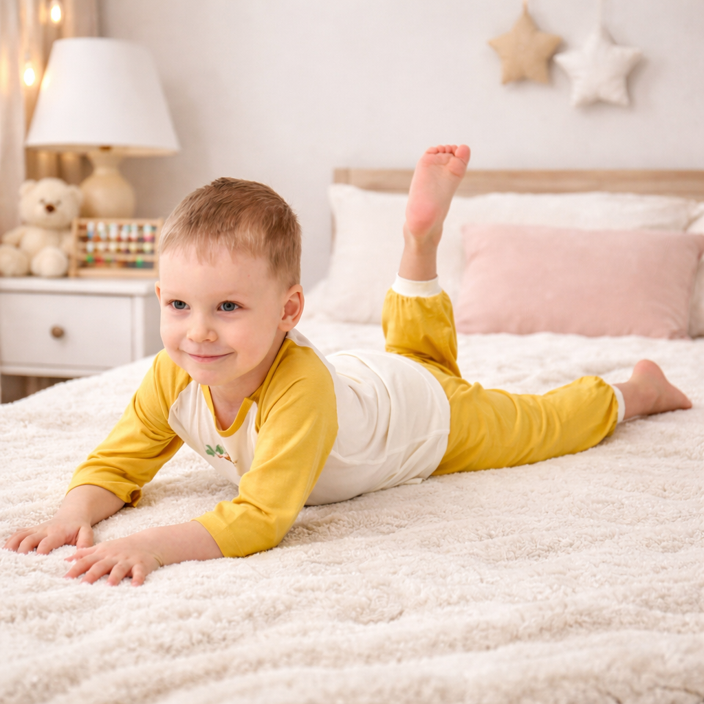 Little Plant Kids Modal Sleepwear Set Soft Pajamas Outfit -Yellow - view 7