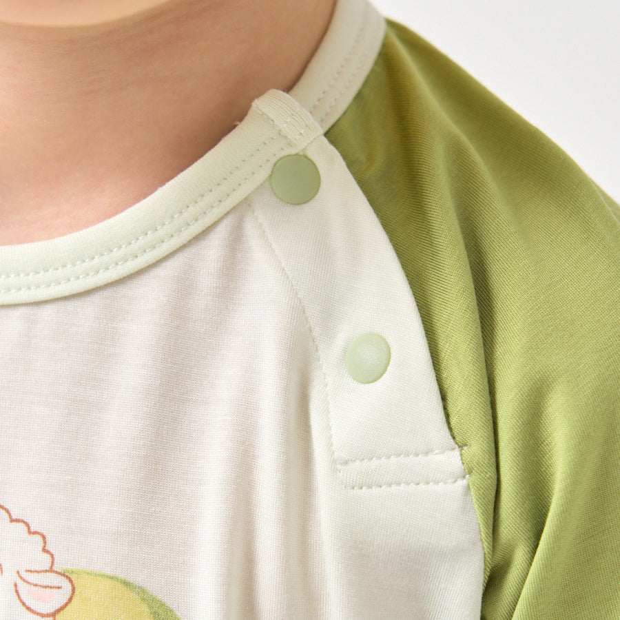 Little Plant Toddler TENCEL Modal 3/4 Sleeve Pullover - Green - detail view