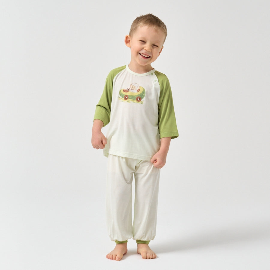 Little Plant Silky Soft TENCEL Modal Mid-Rise Long Pant - Green - back view